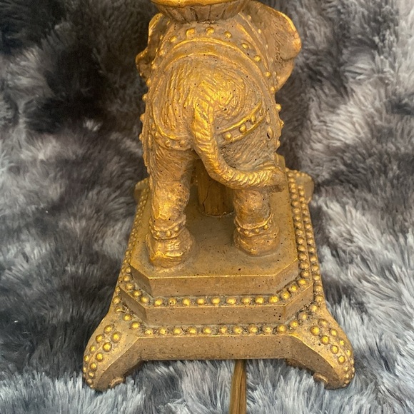 Elegant Gold Elephant Table Lamp with Beaded Trimmed Cloth shade - Picture 17 of 17